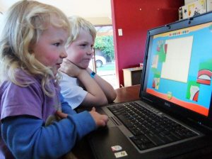 Children using laptop; S Mankelow